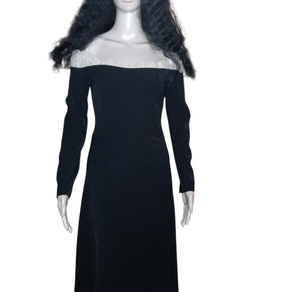 Elegant Black Off-Shoulder Vintage Dress